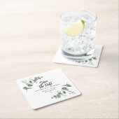 Moderne, schwarze Eukalyptus Save the Date chic Rechteckiger Pappuntersetzer (Vor Ort)