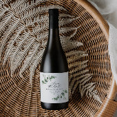 Moderne, schwarze Eukalyptus Save the Date chic Weinetikett