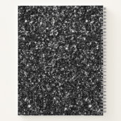 Moderne schwarze falsche Glitter Notizbuch (Rückseite)