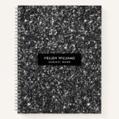 Moderne schwarze falsche Glitter Notizbuch (Vorderseite)