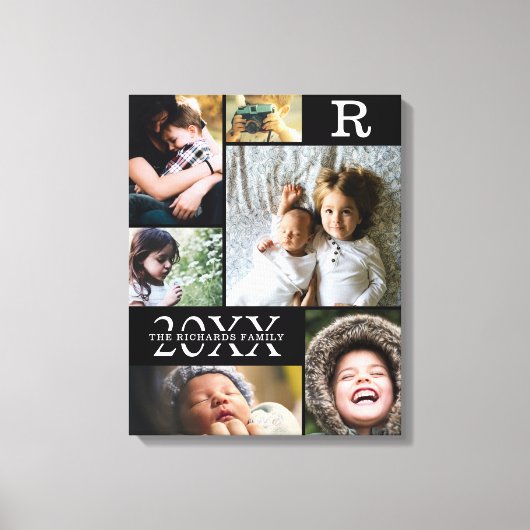 Moderne Schwarze Farbblöcke, Reihe 6 FotoCollage Leinwanddruck (Vorderseite)