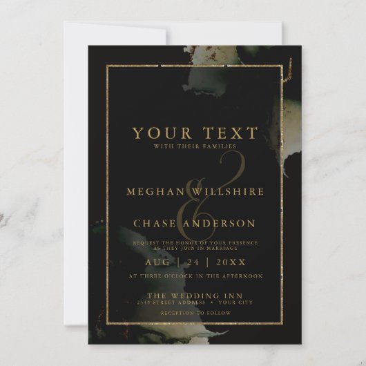 Moderne schwarze Farbe3 Farbe Einladung (Vorderseite)