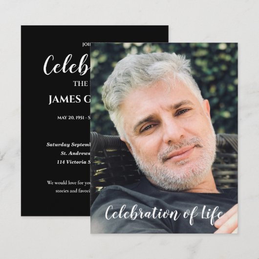 Moderne Schwarze Feier mit Foto (Vorne/Hinten)