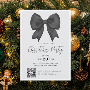 Moderne schwarze Festtags-Schleife Weihnachtsfeier Einladung
