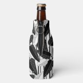 Moderne schwarze Fikus-Blätter abstrakt gestreift Flaschenkühler (Flasche Rückseite)