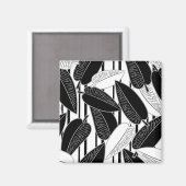 Moderne schwarze Fikus-Blätter abstrakt gestreift Magnet (Vorderseite/Rückseite)
