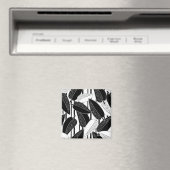 Moderne schwarze Fikus-Blätter abstrakt gestreift Magnet (In Situ (Geschirrspüler))