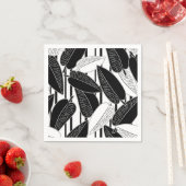 Moderne schwarze Fikus-Blätter abstrakt gestreift Serviette (Beispiel)