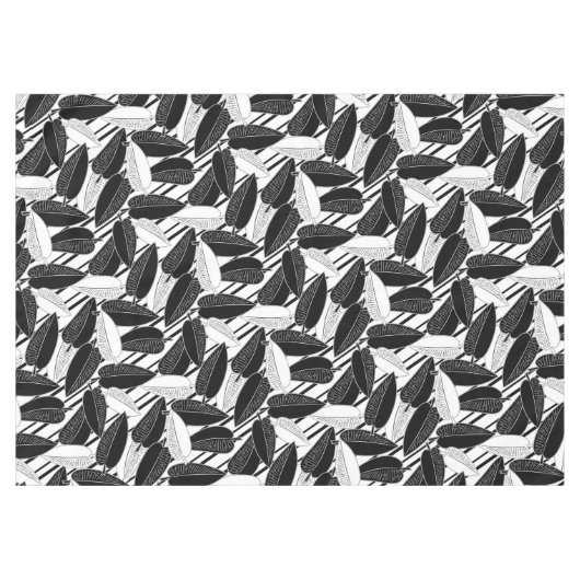 Moderne schwarze Fikus-Blätter abstrakt gestreift  Tischdecke (Vorderseite (Horizontal))
