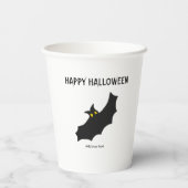 moderne schwarze Fledermausschrift Halloween-Party Pappbecher (Rückseite)