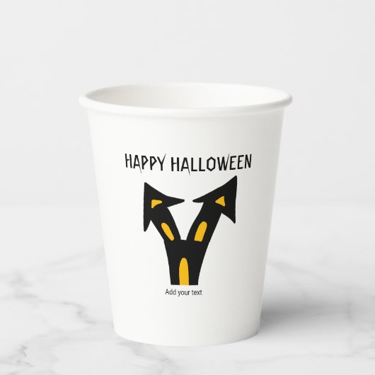 moderne schwarze Fledermausschrift Halloween-Party Pappbecher (Vorderseite)