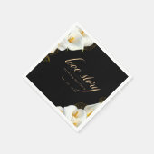 Moderne Schwarze Florale Hochzeit Serviette (Ecke)