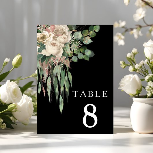 Moderne Schwarze Florale Hochzeit Tischnummer