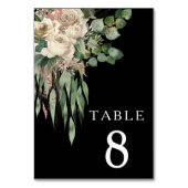 Moderne Schwarze Florale Hochzeit Tischnummer (Vorderseite)