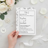 Moderne schwarze florale stimmungsvolle Minimalist Einladung