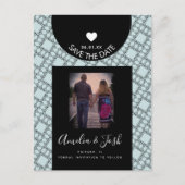 Moderne schwarze Formen Muster Save the Date Postc Postkarte (Vorderseite)