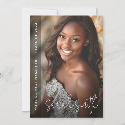 Moderne Schwarze Foto-Abschlussfeier Einladung (Vorderseite)