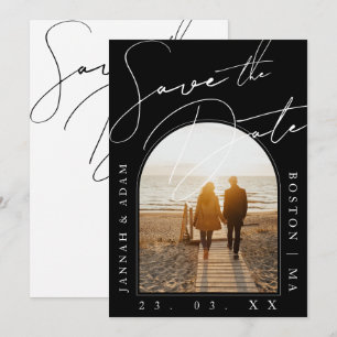 Moderne Schwarze Foto-Hochzeit - Termin vormerken Save The Date