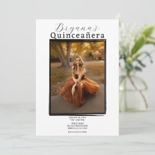 Moderne schwarze Fotorahmen Trendy Quinceañera Einladung