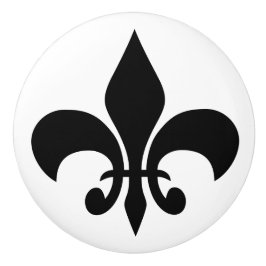 Moderne Schwarze Französische Lilie Fleur-de-lis a Keramikknauf