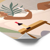 Moderne schwarze Frau im Badezimmer Poster (Ecke)