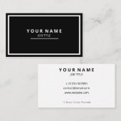 Moderne schwarze Front-White Letters und Back Visitenkarte (Vorne/Hinten)