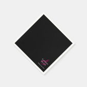 Moderne Schwarze Fuchsia und Weiße Hochzeit- Serviette (Ecke)