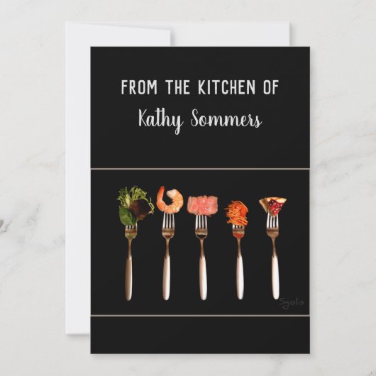 Moderne schwarze Gabel / Küche Rezept Karte (Vorderseite)