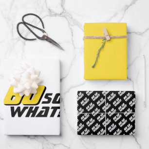 Moderne schwarze gelbe Typografie 60. Geburtstag Geschenkpapier Set