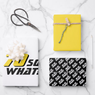 Moderne schwarze gelbe Typografie 70. Geburtstag Geschenkpapier Set