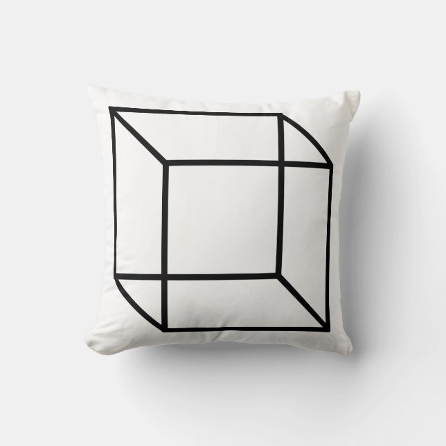 Moderne Schwarze Geometrische Cube-Kontur Kissen (Vorderseite)