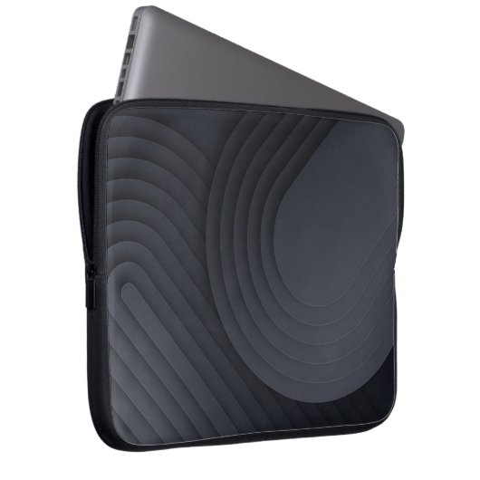 Moderne schwarze geometrische Formen Laptopschutzhülle (Vorne Rechts)