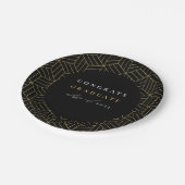 Moderne schwarze geometrische Graduierungspartei Pappteller (Schrägansicht)