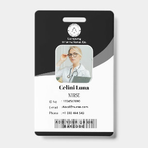 Moderne schwarze Gestaltung mit EMT-Barcode-Integr Ausweis