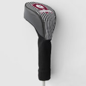 Moderne schwarze gestreifte rote Golfer-Name-Monog Golf Headcover (angewinkelt)