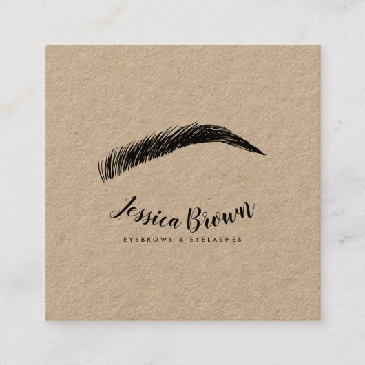 Moderne, schwarze Glasien-Augenbrauenverlängerunge Quadratische Visitenkarte (Vorderseite)