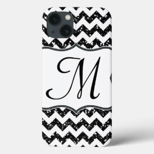Moderne schwarze Glitter-Chevron-Monogramm-IPAD-Hü Case-Mate iPhone Hülle