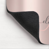 Moderne schwarze Glitter-Roségold-Monogramm Mousepad (Ecke)