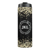 Moderne Schwarze Glitzer Monogram Stethoscope Nurs Thermosbecher (Vorderseite)