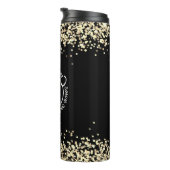 Moderne Schwarze Glitzer Monogram Stethoscope Nurs Thermosbecher (Nach rechts gedreht)