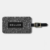 Moderne Schwarze Glitzer Textur Gepäckanhänger (Vorderseite horizontal)