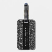 Moderne Schwarze Glitzer Textur Gepäckanhänger (Rückseite vertikal)