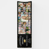 Moderne Schwarze GLÜCKWÜNSCHE GRAD 45 FotoCollage Banner (Vertikal)