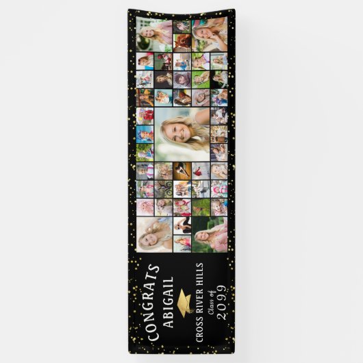 Moderne Schwarze GLÜCKWÜNSCHE GRAD 45 FotoCollage Banner (Vertikal)