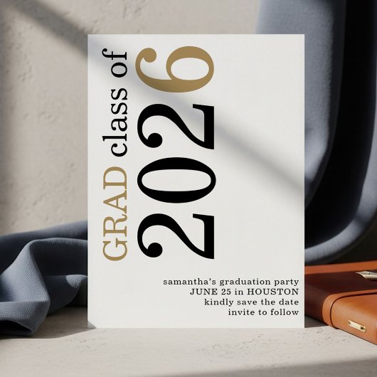Moderne schwarze Gold 2026. Abschluss Save The Date