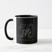 Moderne Schwarze Gold 50. Geburtstagsfeier Tasse (Links)