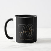 Moderne Schwarze Gold 70. Geburtstagsfeier Tasse (Links)