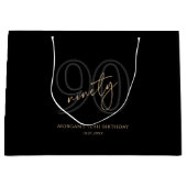 Moderne Schwarze Gold 90. Geburtstag Große Geschen Geschenktüte (Vorderseite)