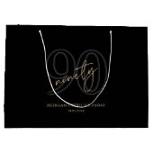 Moderne Schwarze Gold 90. Geburtstag Große Geschen Geschenktüte (Rückseite)