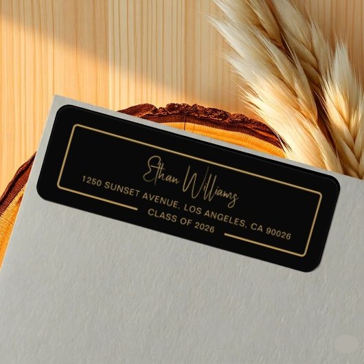 Moderne schwarze Gold-Absender-Adresse 